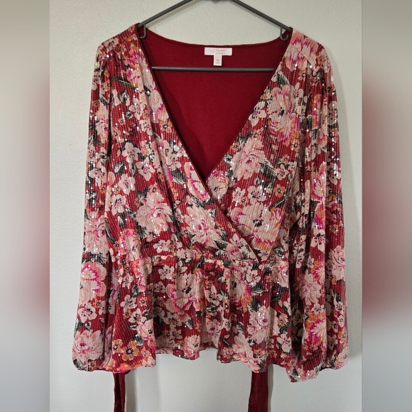 Lauren Conrad Sparkly Floral Top Size XL - Picture 3 of 10